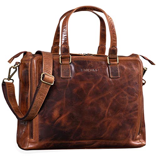 Sac cartable en cuir vintage "Claire" avec compartiment laptop pour enseignante