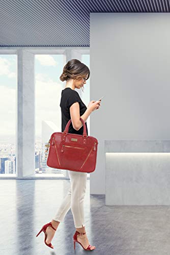 Élégant sac Cartable de travail rouge pour femme, en cuir Catwalk