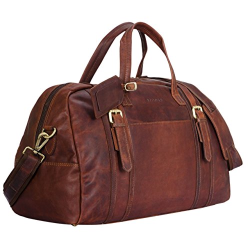 Sac de voyage élégant en cuir  marron vintage Stilord