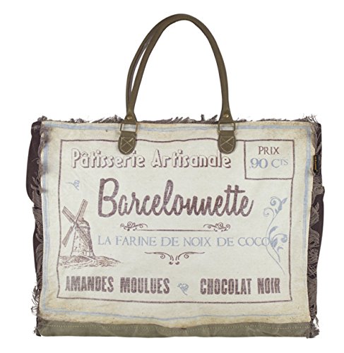 Sac cabas cuir et toile shopper original Barcelonnette