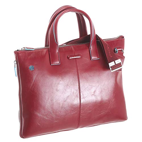 Sac Cartable rouge pour femme, en cuir rouge lisse, Esprit fourre-tout Piquadro