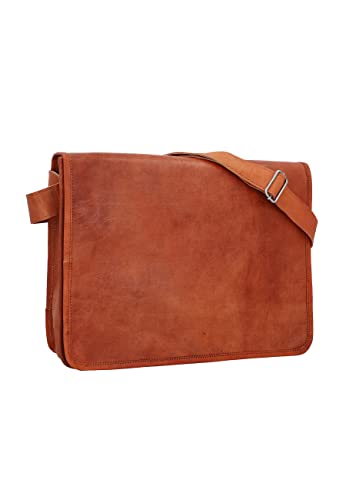 Sac messenger étudiant en cuir cognac Gusti