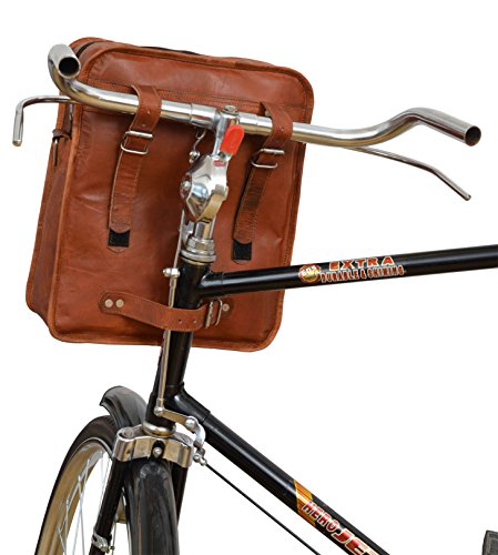 Sacoche vélo en cuir naturel marron