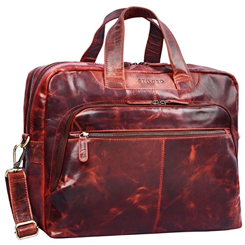 Cartable cuir rouge antique Vintage pour femme, Stilord pour ordinateur