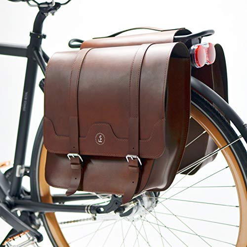 Sacoches doubles classiques en cuir marron, faites main FS-bike