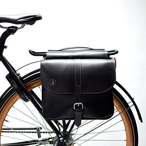 Elégantes sacoches doubles classiques en cuir noir, faites main FS-bike