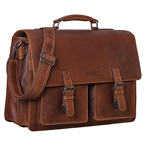 Spacieux cartable en cuir marron Vintage pour la fac