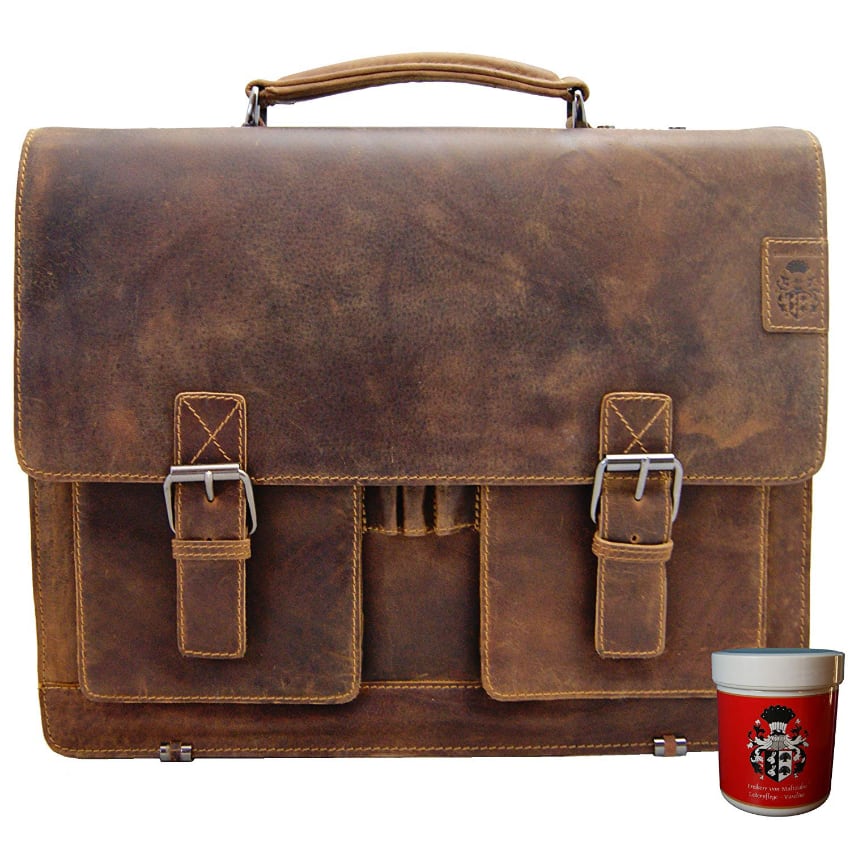 cartable cuir tannage végétal un soufflet enseignant Le cartable Delara à 1 soufflet peut transporter un petit ordinateur portable en toute sécurité et bien calé grâce à son cuir épais, idéal pour l'enseignement.