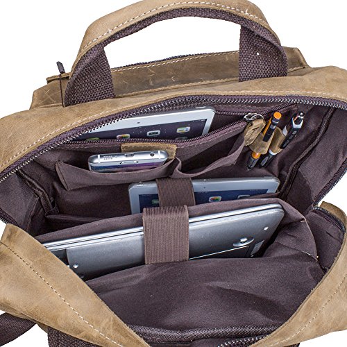 intérieur sac à dos cuir homme multi poches s-zone Intérieur ultra compartimenté pour ce sac à dos en cuir pour homme multi poches S-Zone, look musée Beaubourg