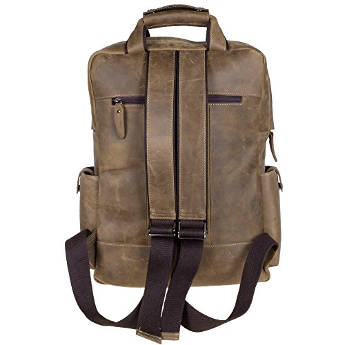 arrière sac à dos cuir homme multi poches s-zone Bretelles ajustables du sac à dos en cuir pour homme multi poches S-Zone, look musée Beaubourg