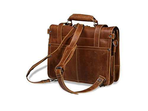 cartable à bretelles ajustables pour adultes style Rétro Vintage Alpender en cuir cognac marron