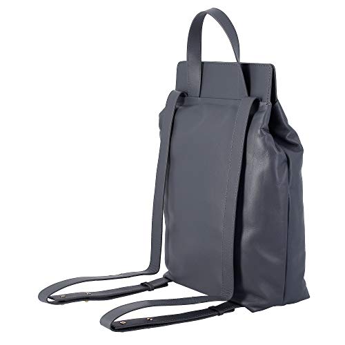Cartable sac à dos Dudu en cuir huilé gris esprit Vintage pour femme avec bretelles bicolores Cartable sac à dos Dudu en cuir gris esprit Vintage pour femme avec bretelles bicolores.