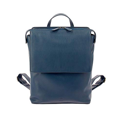Dudu sac à dos en cuir bleu pour femme Dudu, petit sac à dos en cuir bleu pour femme, design rectangulaire.