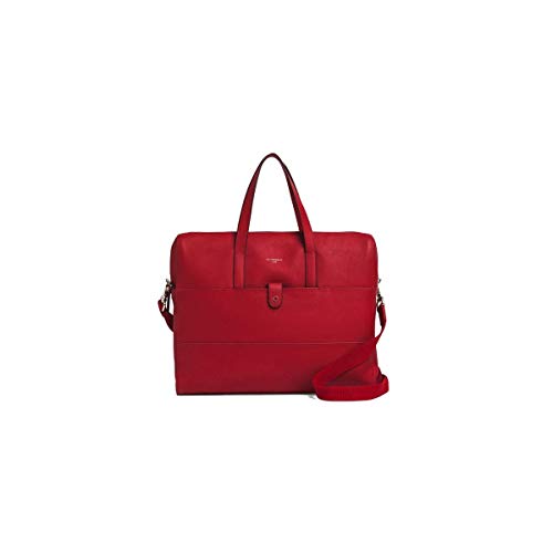 Grande sacoche cuir rouge grainé pleine fleur vachette pour ordinateur portable Le tanneur Violette, pour femme active sophistiquée, sac de travail urbain