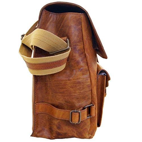 Joli profil pour ce sac bandoulière du Baron de Maltzahn, sacoche Cognac Vintage et rock