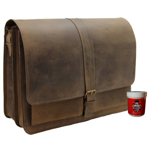 Cartable cuir avec bandoulière, design élégant avec ses doubles poches sur la devanture cachées sous un grand rabat. Fermeture tuck dissimulée sous une large lanière cuir. Cartable en cuir vintage à 2 soufflets pour enseignant.