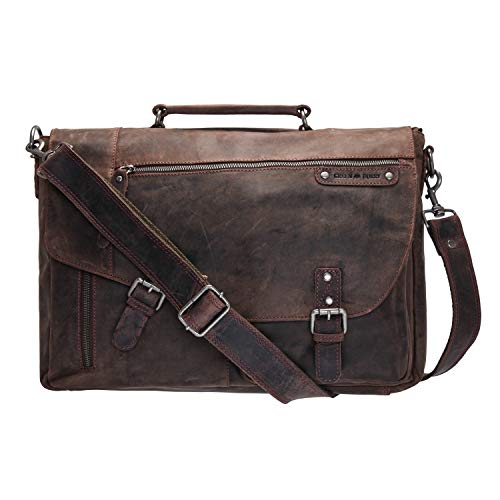 Look vintage vraiment peu ordinaire pour ce cartable sacoche en cuir marron Vintage sans chrome, Greenburry. Fermoirs tuck. Parfait pour les profs peu chargés ou les étudiants.