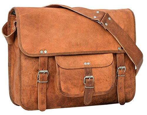 Cartable unisexe en cuir de chèvre pouvant contenir un Macbook pro. Idéal comme grand sac de ville, esprit baroudeur et rustique vintage ou comme sac de cours. Tannage avec tannins d'origine naturelle.