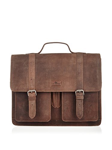 Cartable XXL Landleder en cuir de vachette à l'aspect Vintage et son look old school. Environ 160 euros. Dimensions 38 cm x hauteur 36 cm x profondeur 14 cm. Ce grand cartable convient aux hommes comme aux femmes.