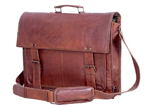 Cartable au design rétro en cuir pour femme, Landleder. Il peut aussi se porter en bandoulière. Cartable taille S
