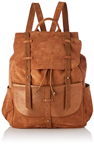 Grand sac à dos femme designeur Mila et Louise modèle juliet bicolore Camel or cuir suède Grand sac à dos pour femme en croûte et cuir bicolore camel/spark Mila et Louise femme